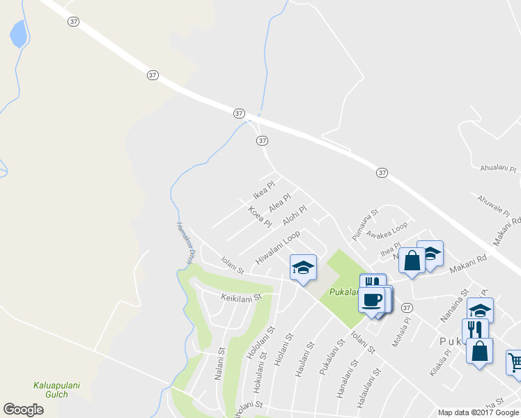 map of restaurants, bars, coffee shops, grocery stores, and more near 84 Alea Place in Makawao