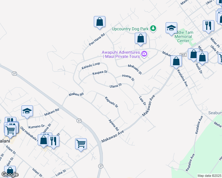 map of restaurants, bars, coffee shops, grocery stores, and more near 159 Ulana Street in Makawao