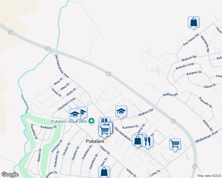 map of restaurants, bars, coffee shops, grocery stores, and more near 120 Piimauna Street in Makawao