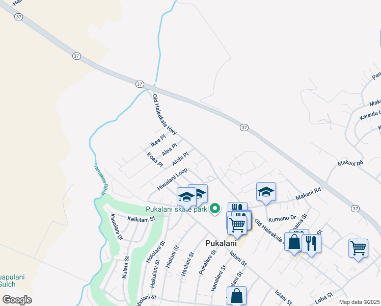 map of restaurants, bars, coffee shops, grocery stores, and more near 15 Alohi Place in Makawao