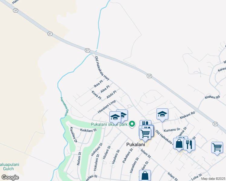 map of restaurants, bars, coffee shops, grocery stores, and more near 26 Alohi Place in Makawao