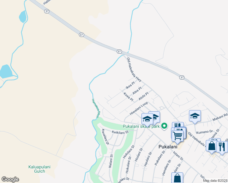 map of restaurants, bars, coffee shops, grocery stores, and more near 123 Ikea Place in Makawao