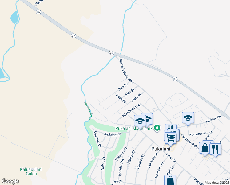 map of restaurants, bars, coffee shops, grocery stores, and more near Ikea Pl in Pukalani