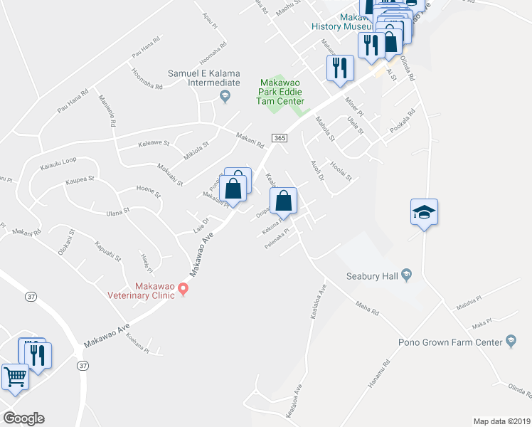 map of restaurants, bars, coffee shops, grocery stores, and more near 742 Onipaa Place in Makawao