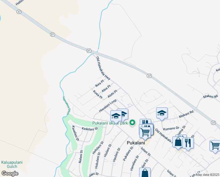 map of restaurants, bars, coffee shops, grocery stores, and more near 35 Alea Place in Makawao