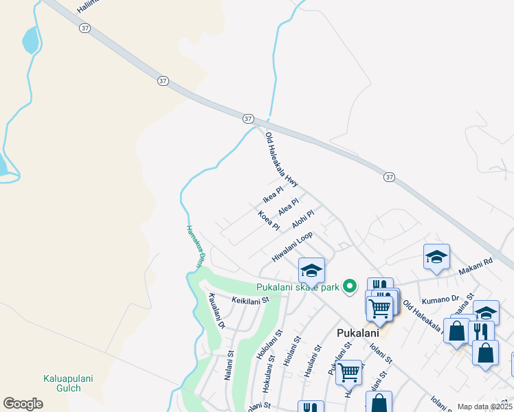 map of restaurants, bars, coffee shops, grocery stores, and more near Ikea Place in Pukalani