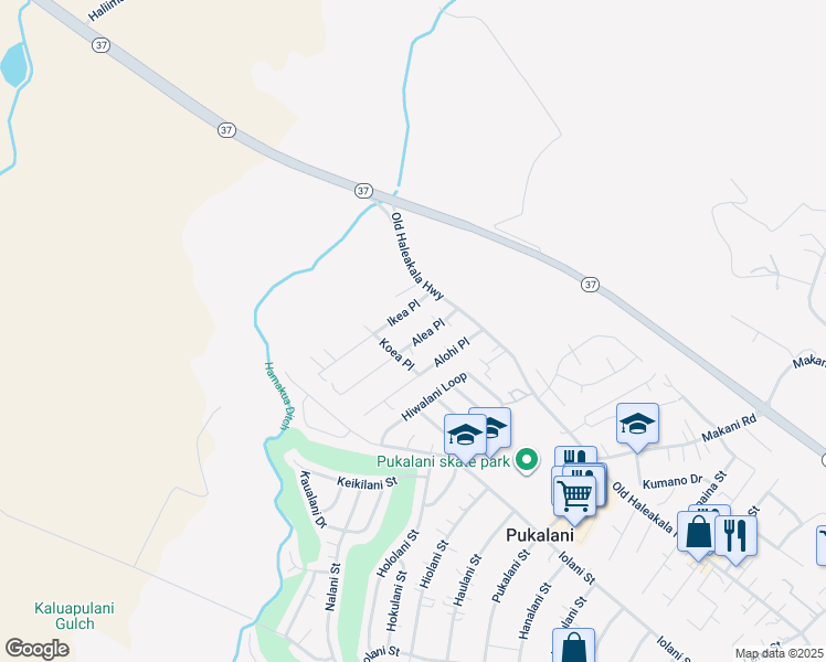 map of restaurants, bars, coffee shops, grocery stores, and more near 54 Alea Place in Makawao