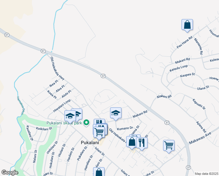 map of restaurants, bars, coffee shops, grocery stores, and more near 137 Piimauna Street in Makawao