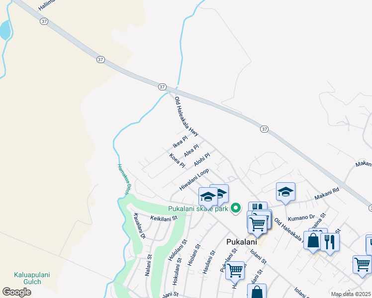 map of restaurants, bars, coffee shops, grocery stores, and more near 54 Alea Place in Makawao