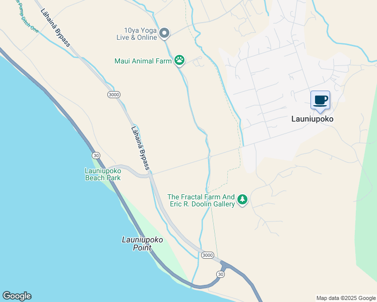 map of restaurants, bars, coffee shops, grocery stores, and more near 25 Haniu Street in Lahaina