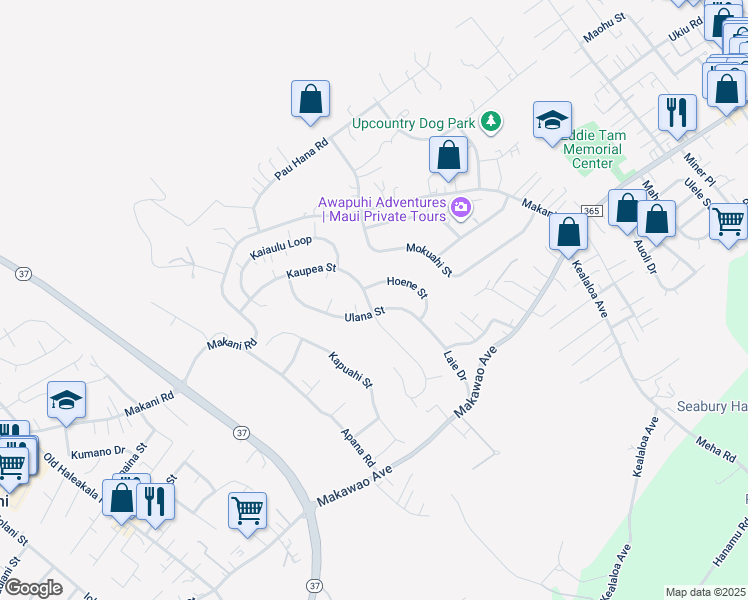 map of restaurants, bars, coffee shops, grocery stores, and more near 675 Hoene Street in Makawao