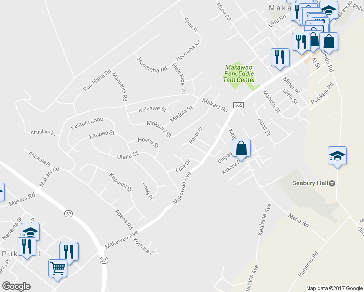 map of restaurants, bars, coffee shops, grocery stores, and more near 87 Makalani Place in Makawao