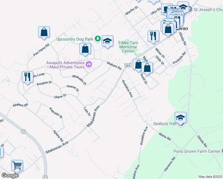map of restaurants, bars, coffee shops, grocery stores, and more near 746 Makawao Avenue in Makawao