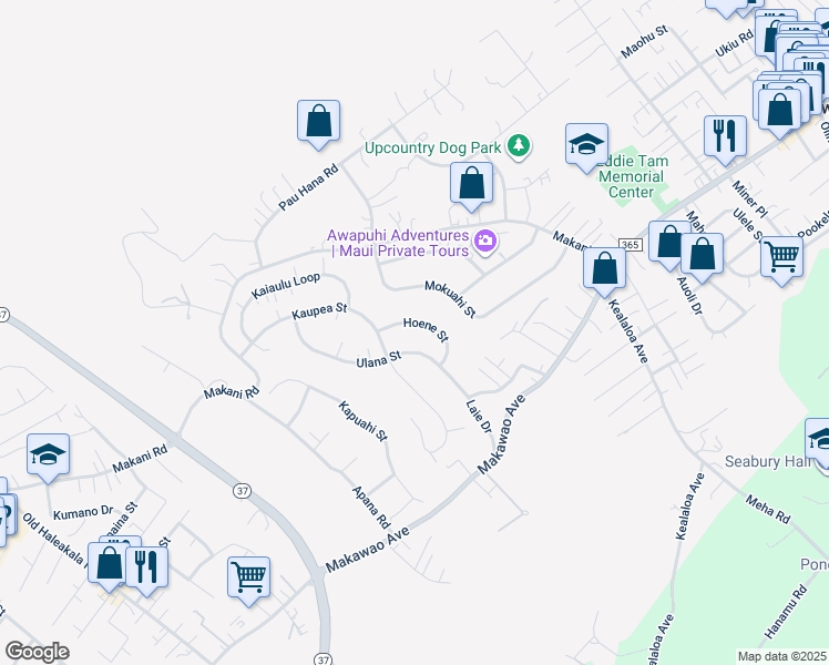 map of restaurants, bars, coffee shops, grocery stores, and more near 635 Hoene Street in Makawao