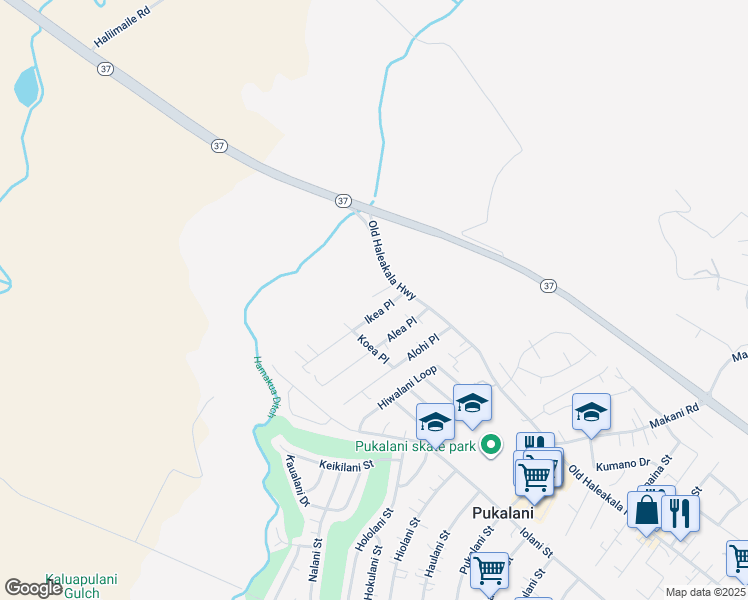 map of restaurants, bars, coffee shops, grocery stores, and more near 39 Aeloa Road in Makawao