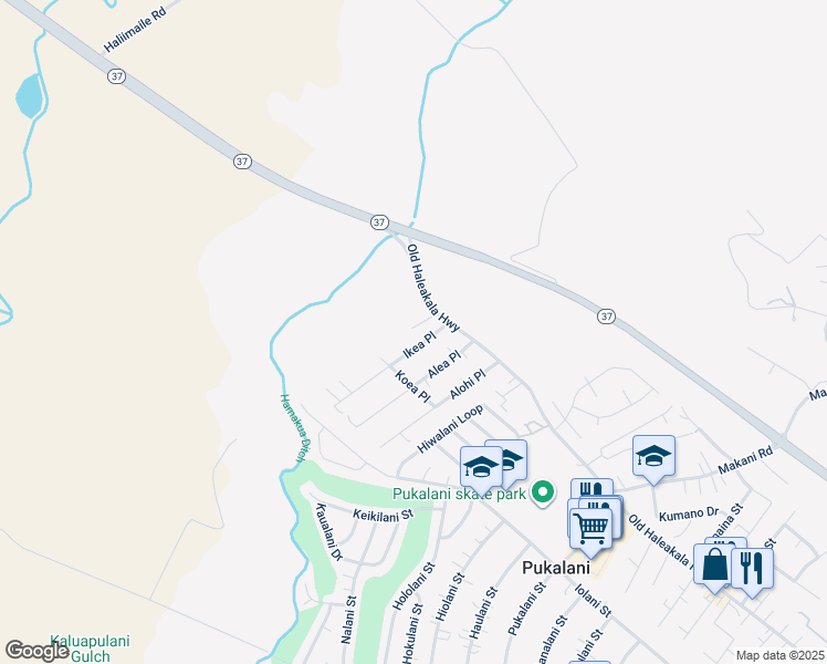 map of restaurants, bars, coffee shops, grocery stores, and more near 39 Aeloa Road in Makawao