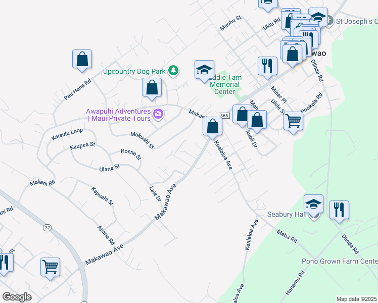 map of restaurants, bars, coffee shops, grocery stores, and more near 32 Pilipaa Place in Makawao