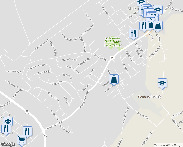 map of restaurants, bars, coffee shops, grocery stores, and more near 728 Ponoi Place in Makawao