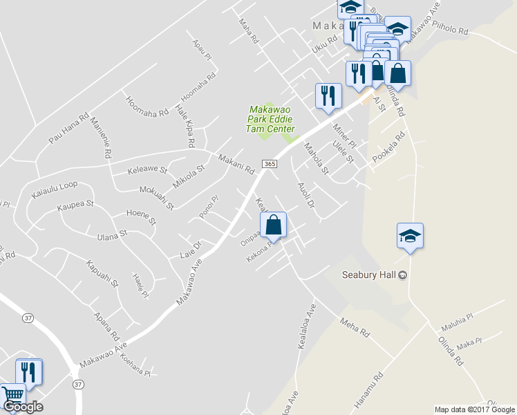 map of restaurants, bars, coffee shops, grocery stores, and more near 38 Kealaloa Avenue in Makawao