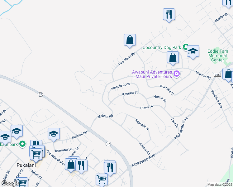map of restaurants, bars, coffee shops, grocery stores, and more near 75 Kaupea Street in Makawao