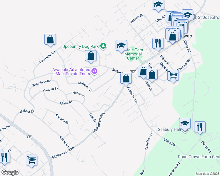map of restaurants, bars, coffee shops, grocery stores, and more near 738 Ponoi Place in Makawao