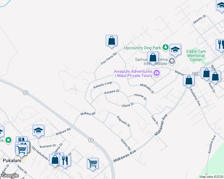 map of restaurants, bars, coffee shops, grocery stores, and more near 151 Kaupea Street in Makawao