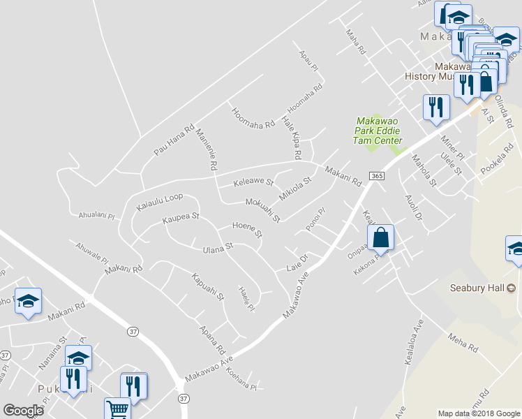 map of restaurants, bars, coffee shops, grocery stores, and more near 150 Mokuahi Street in Makawao