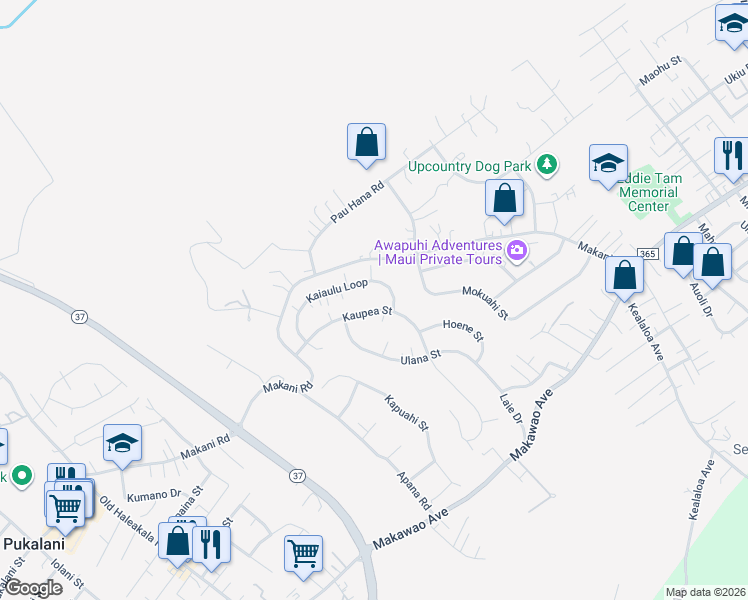 map of restaurants, bars, coffee shops, grocery stores, and more near 151 Kaupea Street in Makawao