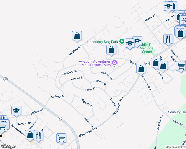 map of restaurants, bars, coffee shops, grocery stores, and more near 70 Mokuahi Street in Makawao