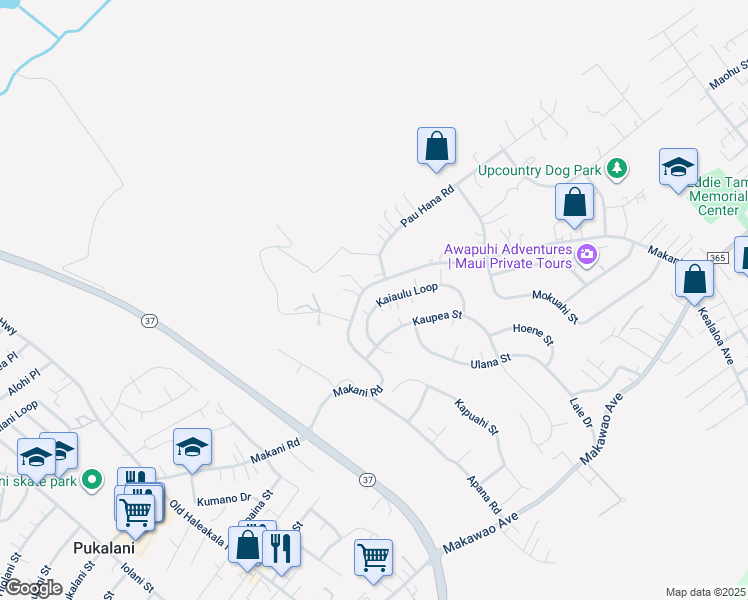 map of restaurants, bars, coffee shops, grocery stores, and more near 560 Kaiaulu Loop in Makawao
