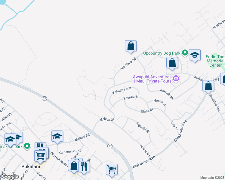 map of restaurants, bars, coffee shops, grocery stores, and more near 550 Kaiaulu Loop in Makawao