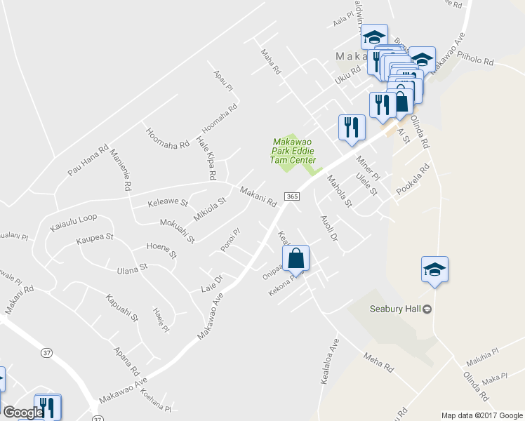 map of restaurants, bars, coffee shops, grocery stores, and more near 41 Makani Road in Makawao