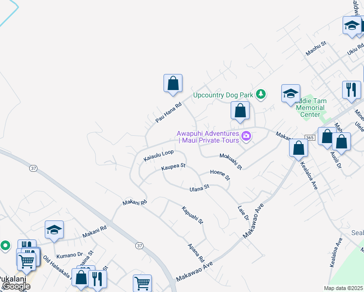 map of restaurants, bars, coffee shops, grocery stores, and more near 446 Kaiaulu Loop in Makawao