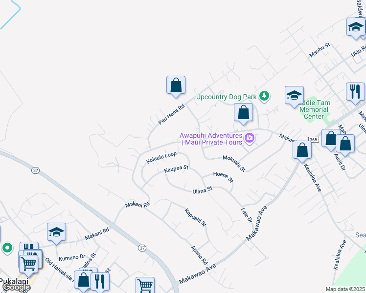 map of restaurants, bars, coffee shops, grocery stores, and more near 454 Kaiaulu Loop in Makawao