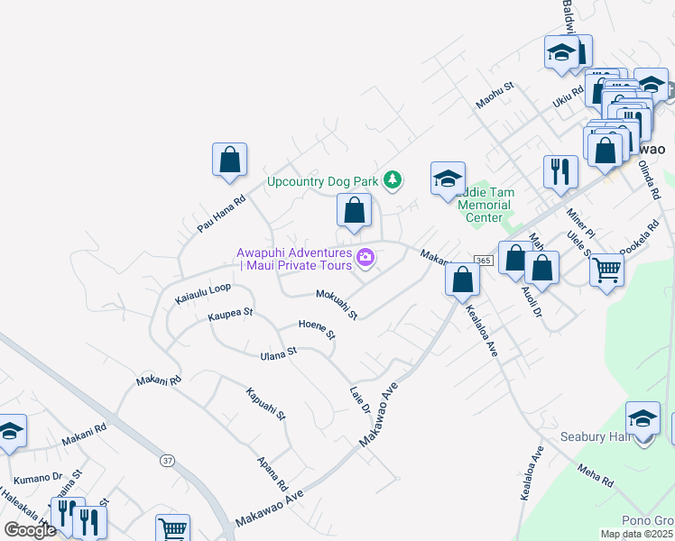 map of restaurants, bars, coffee shops, grocery stores, and more near 126 Keleawe Street in Makawao