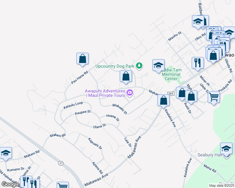 map of restaurants, bars, coffee shops, grocery stores, and more near 111 Keleawe Street in Makawao