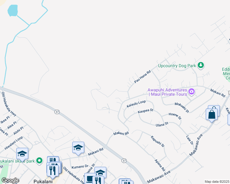 map of restaurants, bars, coffee shops, grocery stores, and more near 41 Kilihune Place in Makawao