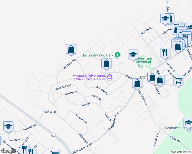 map of restaurants, bars, coffee shops, grocery stores, and more near 91 Keleawe Street in Makawao
