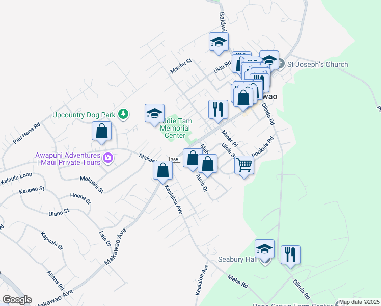 map of restaurants, bars, coffee shops, grocery stores, and more near 928 Makawao Avenue in Makawao