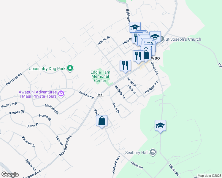 map of restaurants, bars, coffee shops, grocery stores, and more near 938 Makawao Avenue in Makawao