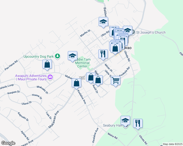 map of restaurants, bars, coffee shops, grocery stores, and more near 938 Makawao Avenue in Makawao