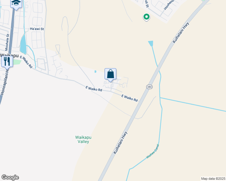 map of restaurants, bars, coffee shops, grocery stores, and more near 300 East Uahi Way in Wailuku