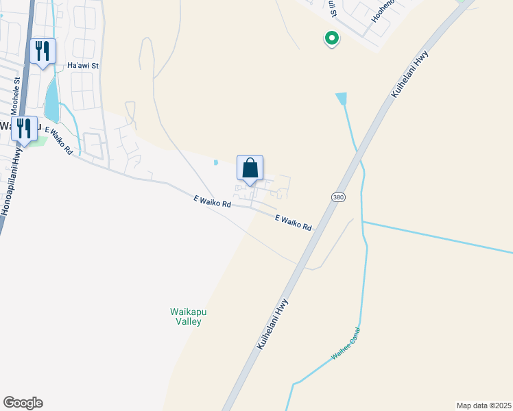 map of restaurants, bars, coffee shops, grocery stores, and more near 300 East Uahi Way in Wailuku