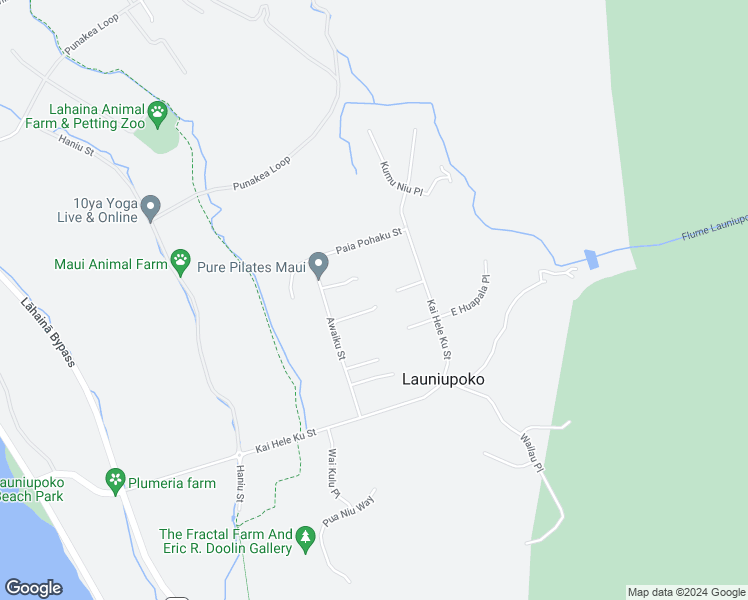 map of restaurants, bars, coffee shops, grocery stores, and more near 180 Awaiku Street in Lahaina