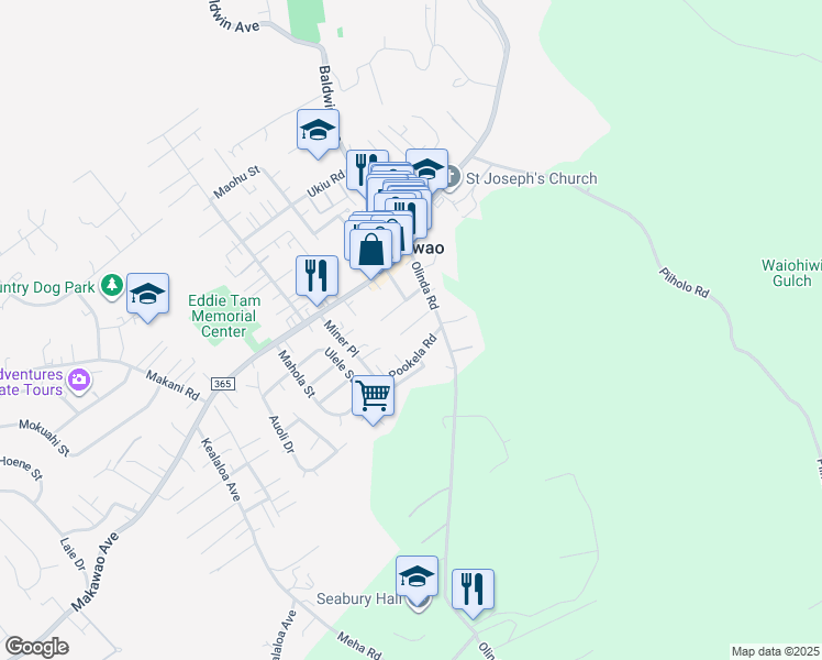 map of restaurants, bars, coffee shops, grocery stores, and more near 1099 Kehau Place in Makawao