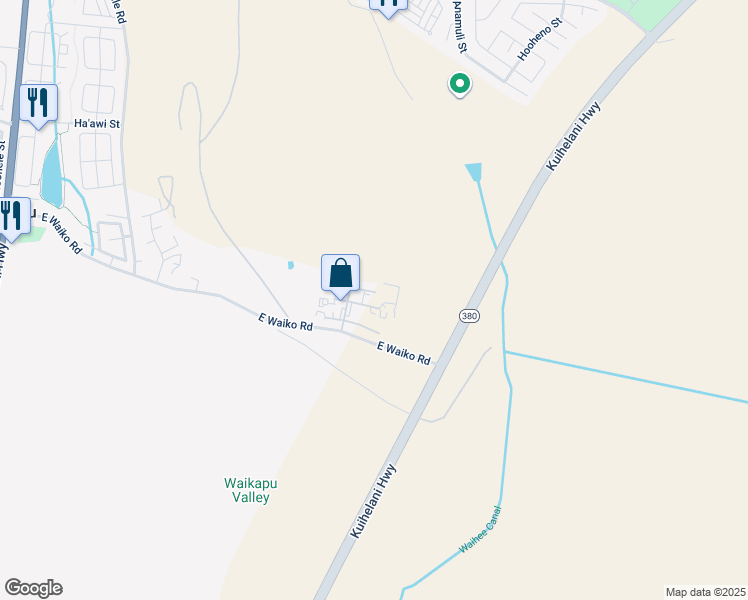 map of restaurants, bars, coffee shops, grocery stores, and more near 401 East Ahuli'u Way in Wailuku