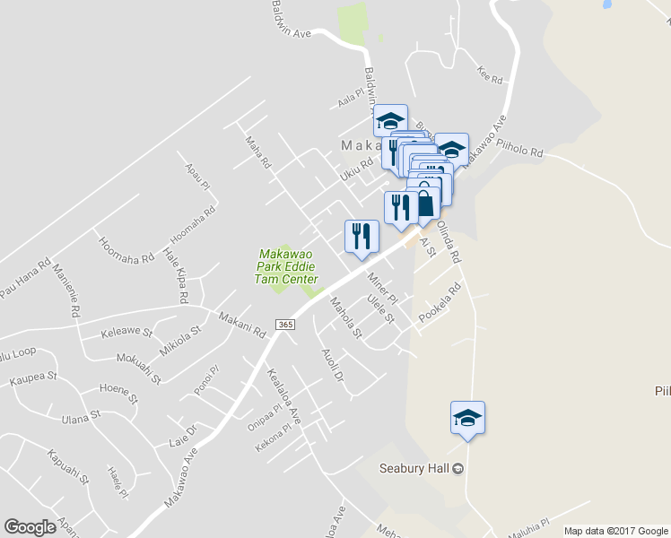 map of restaurants, bars, coffee shops, grocery stores, and more near 27 Maha Road in Makawao