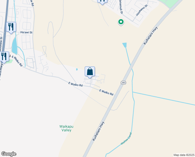 map of restaurants, bars, coffee shops, grocery stores, and more near 401 East Ahuli'u Way in Wailuku