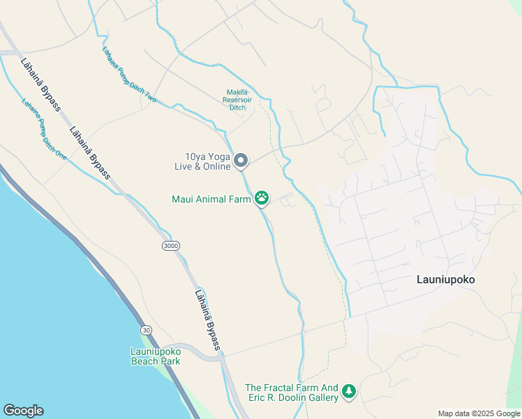 map of restaurants, bars, coffee shops, grocery stores, and more near Haniu Street in Launiupoko