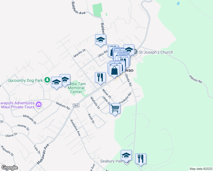 map of restaurants, bars, coffee shops, grocery stores, and more near 1057 Makawao Avenue in Makawao
